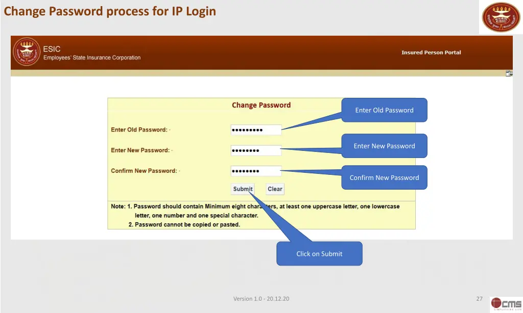 change password process for ip login 1