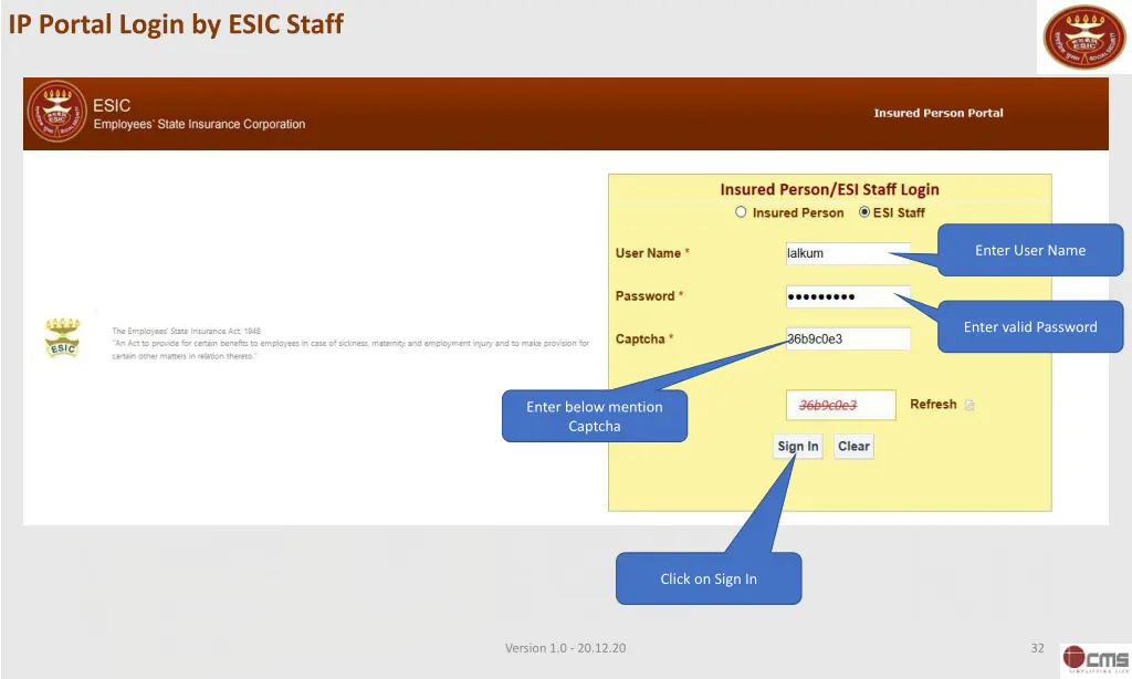 ip portal login by esic staff