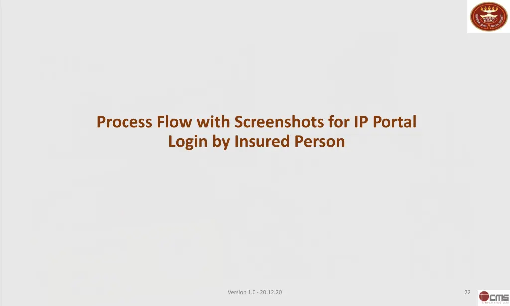 process flow with screenshots for ip portal login