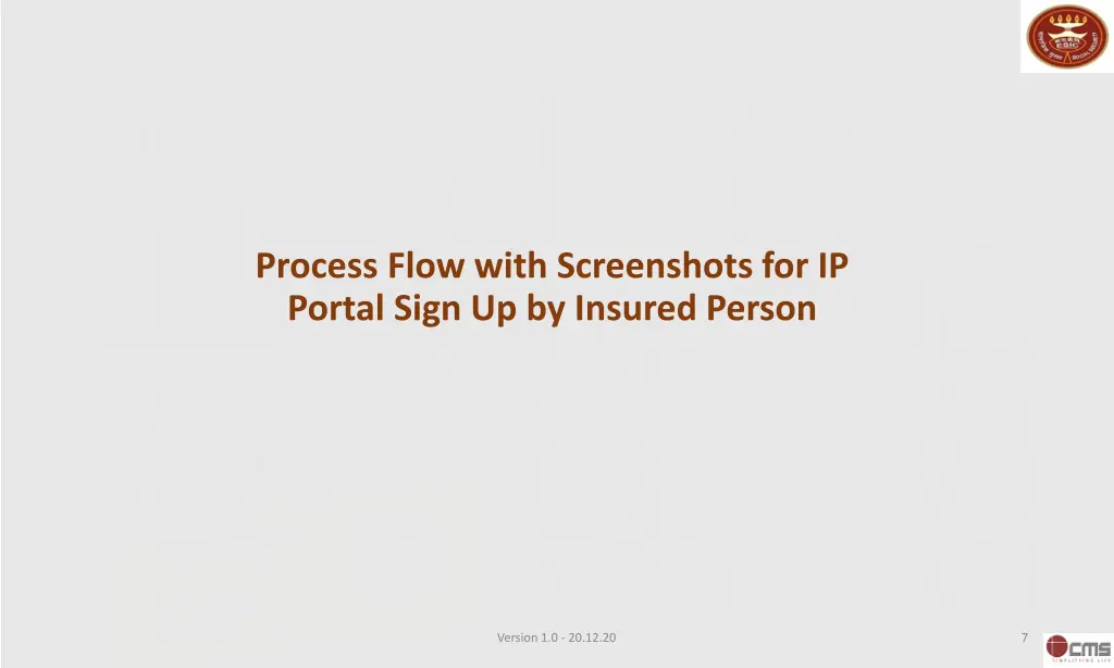 process flow with screenshots for ip portal sign