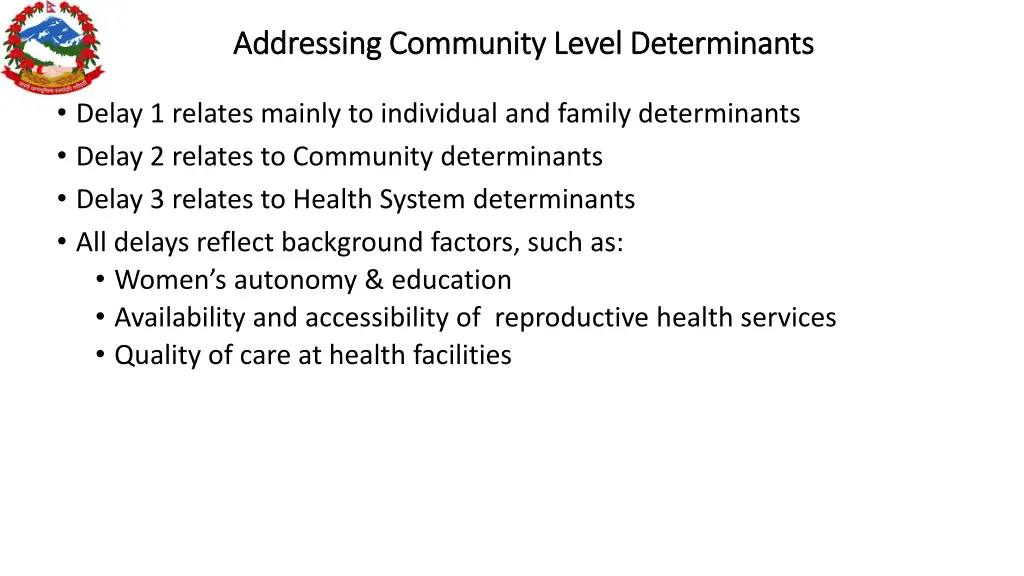 addressing community level determinants