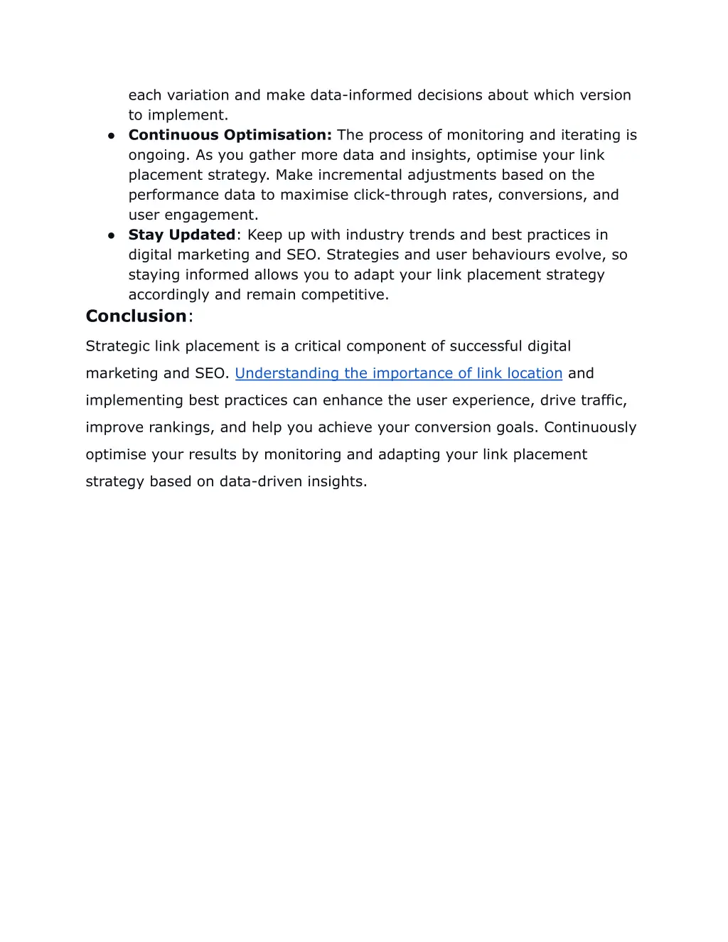 each variation and make data informed decisions