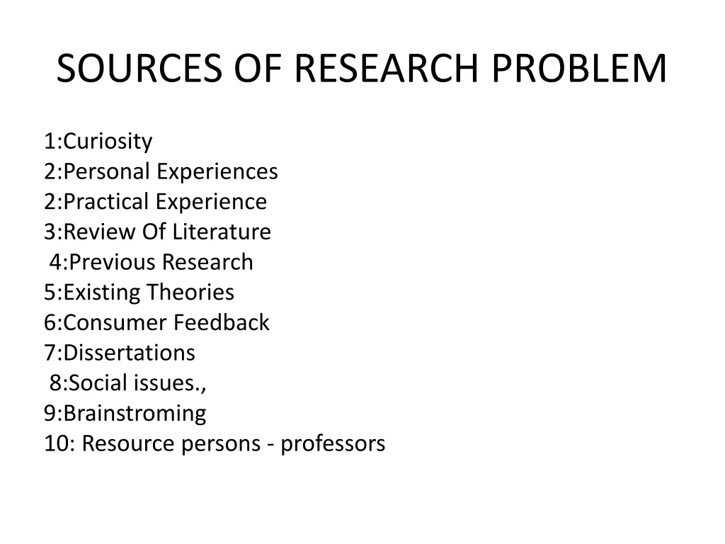 sources of research problem