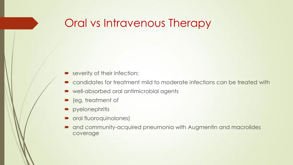 oral vs intravenous therapy