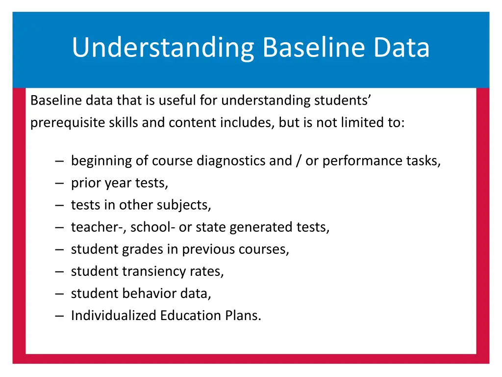 understanding baseline data