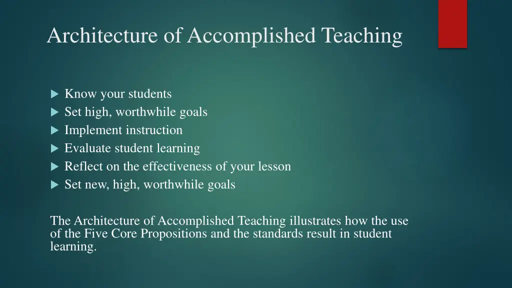 architecture of accomplished teaching