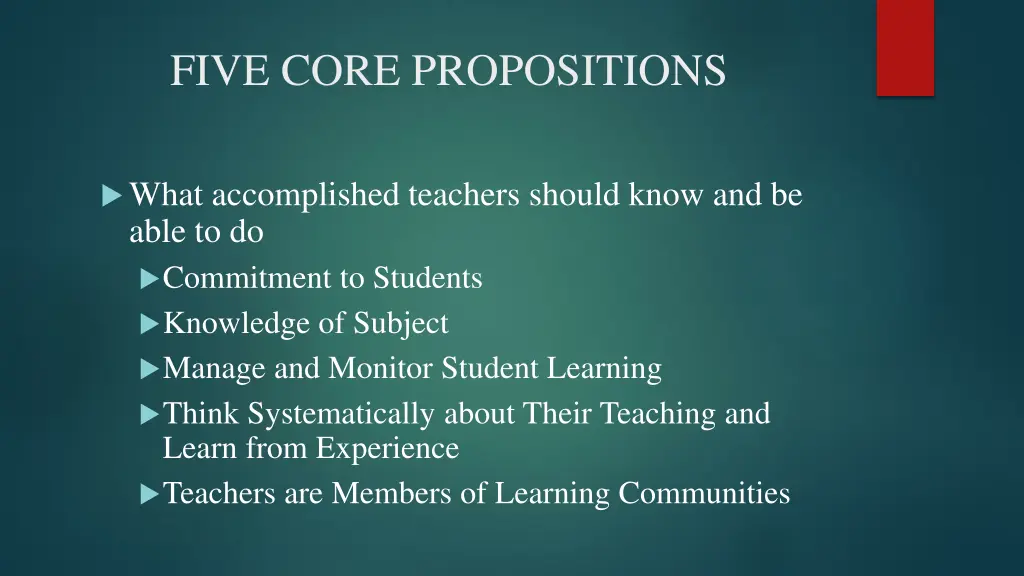 five core propositions