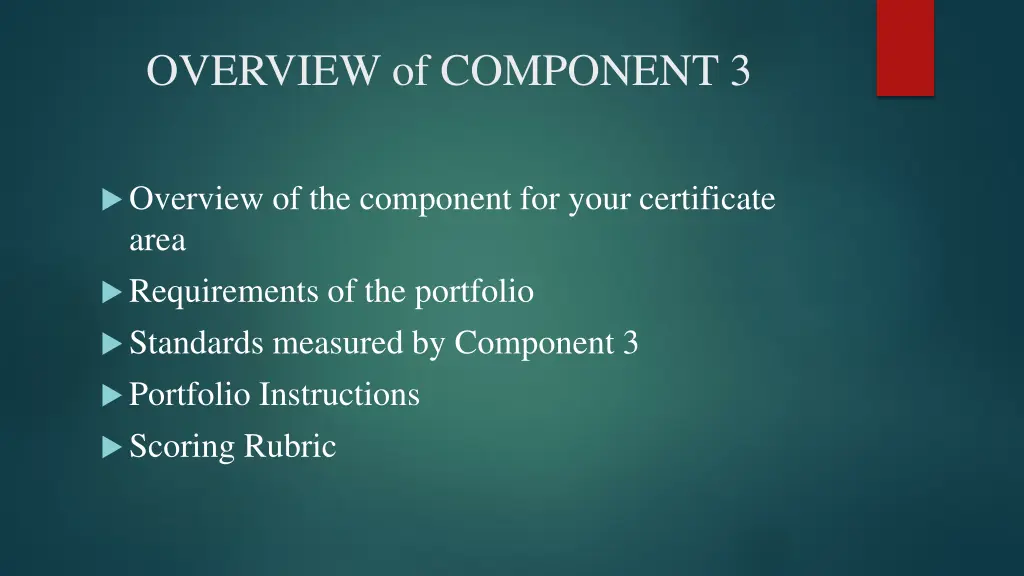 overview of component 3