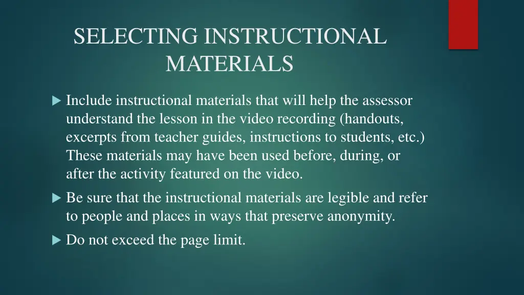 selecting instructional materials