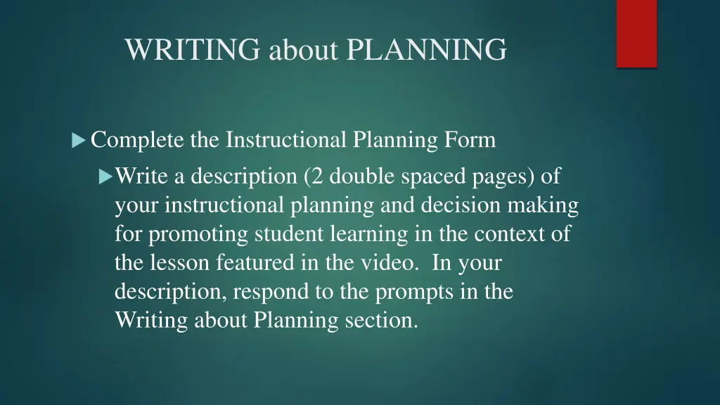 writing about planning