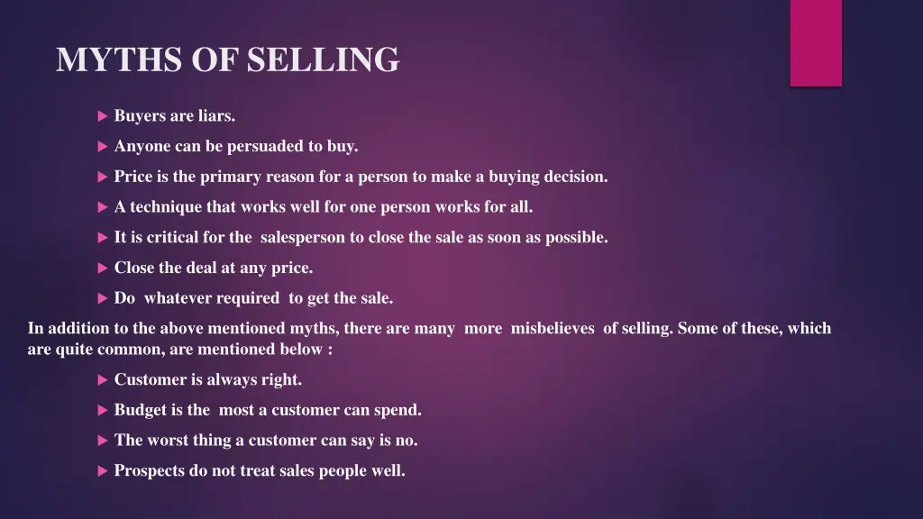 myths of selling