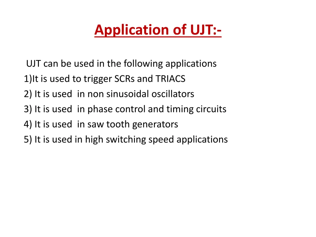 application of ujt