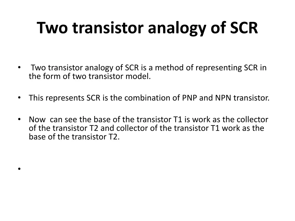 two transistor analogy of scr