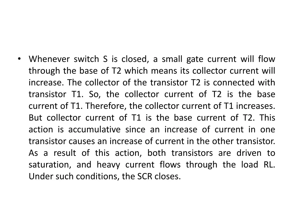 whenever switch s is closed a small gate current