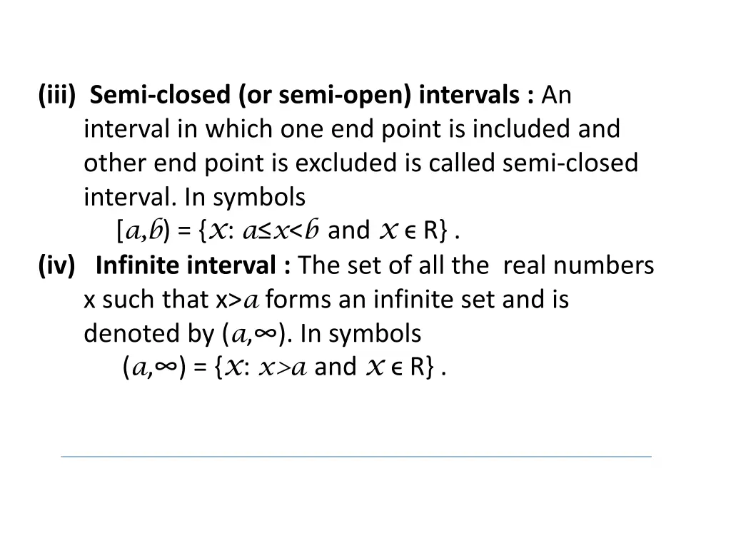 iii semi closed or semi open intervals