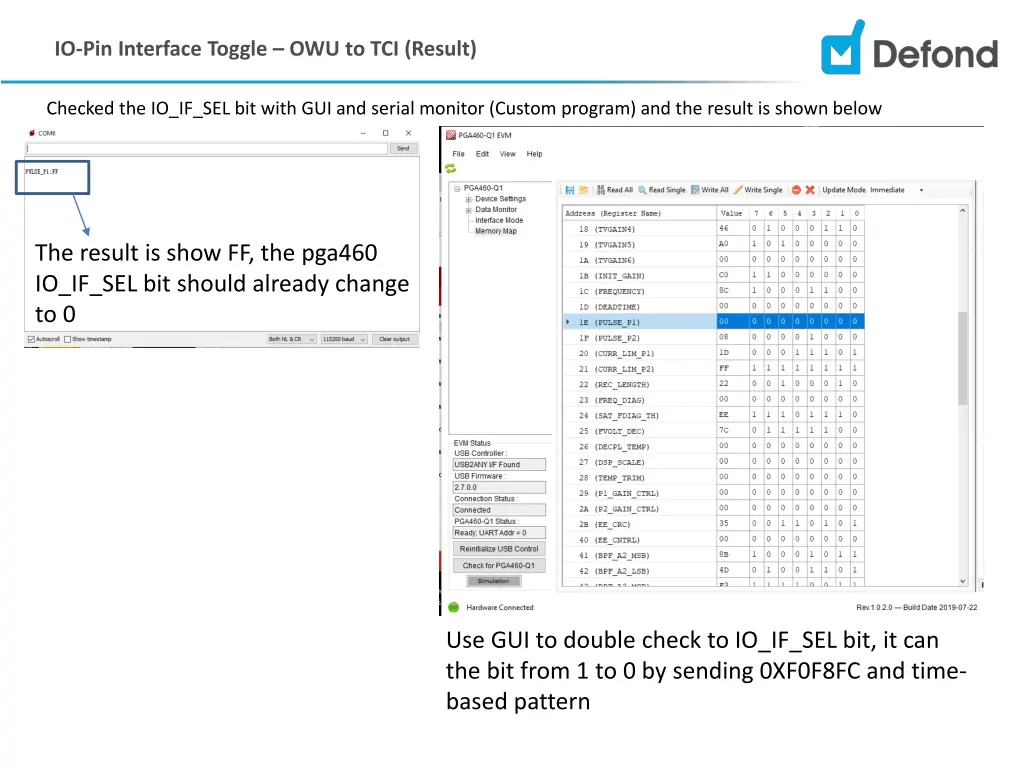 io pin interface toggle owu to tci result