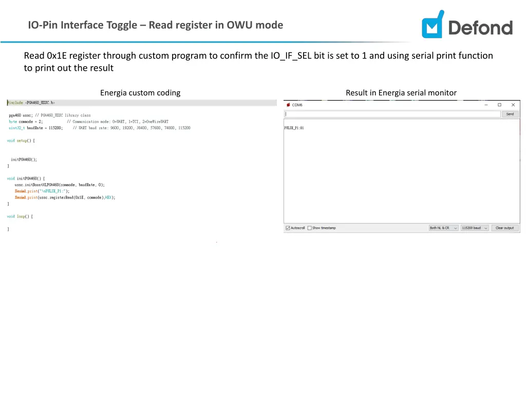 io pin interface toggle read register in owu mode