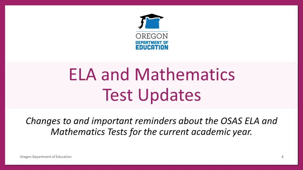 ela and mathematics test updates