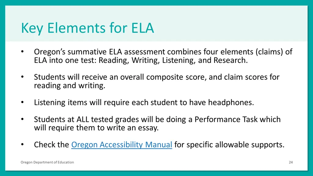 key elements for ela