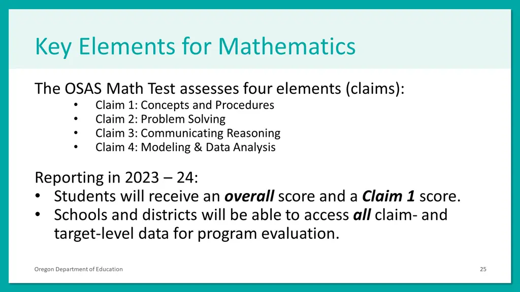 key elements for mathematics