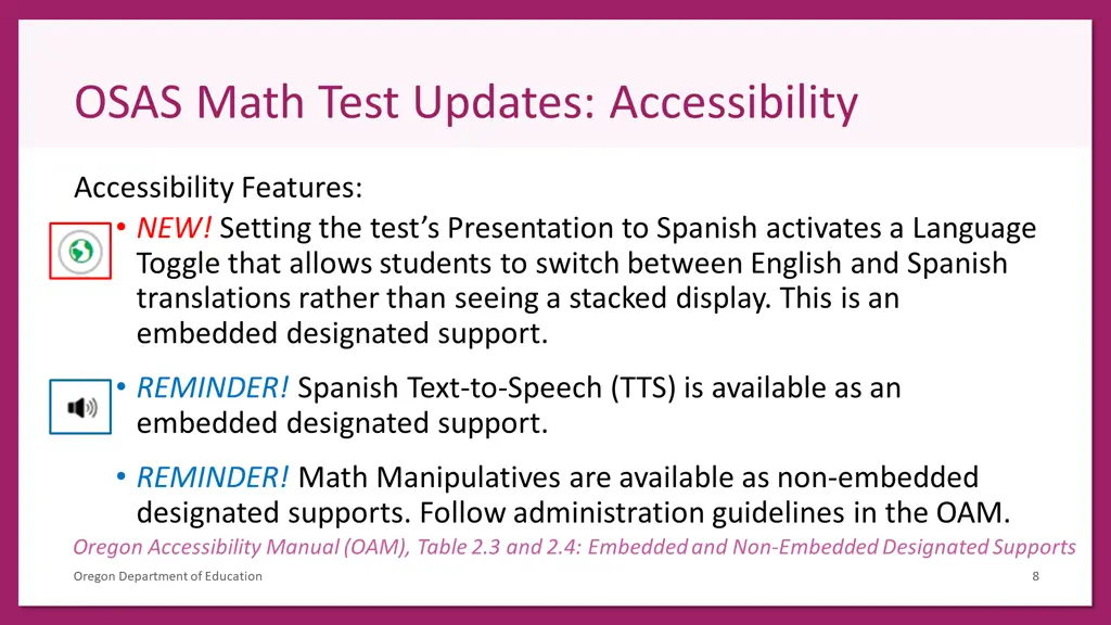 osas math test updates accessibility