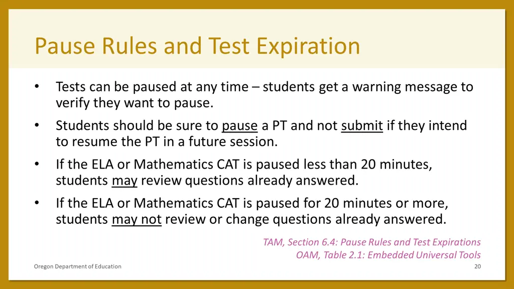 pause rules and test expiration