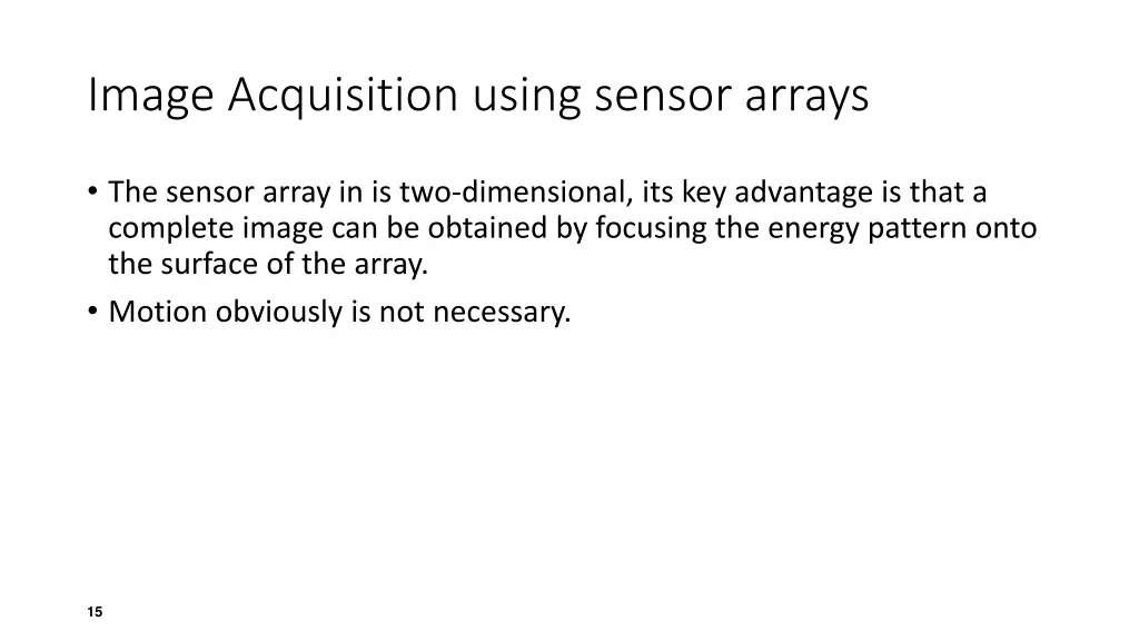 image acquisition using sensor arrays 1