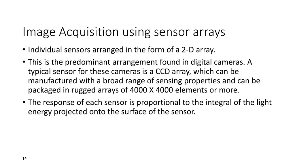 image acquisition using sensor arrays