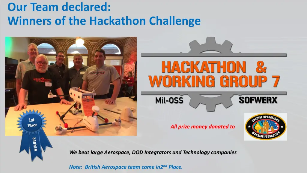 our team declared winners of the hackathon