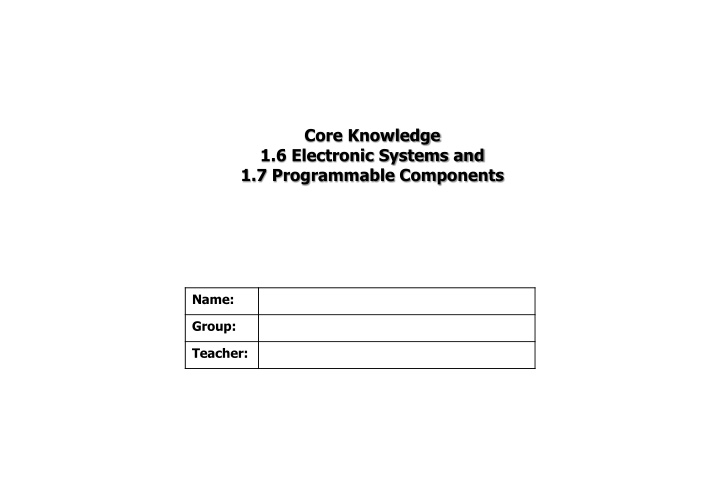 core knowledge 1 6 electronic systems