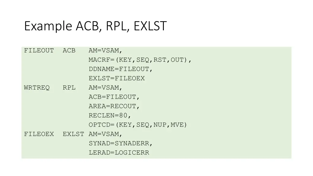 example acb rpl exlst