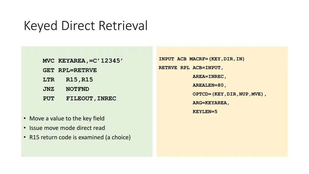 keyed direct retrieval