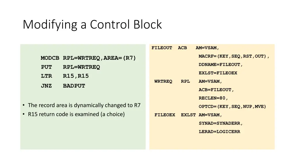 modifying a control block