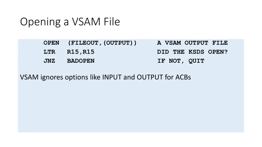 opening a vsam file