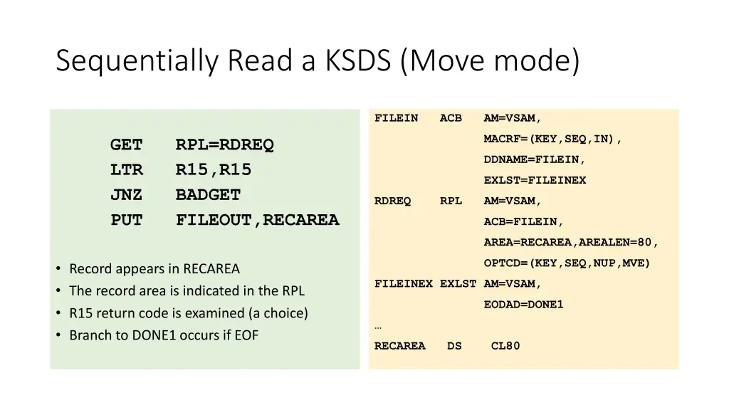 sequentially read a ksds move mode