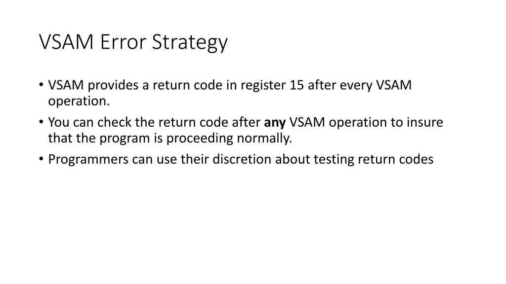 vsam error strategy