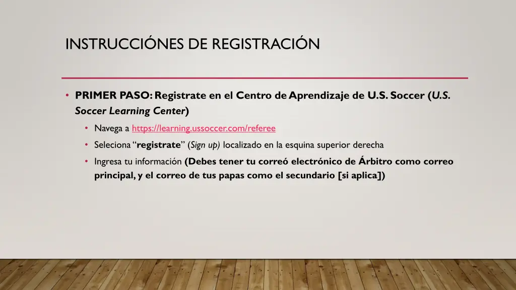 instrucci nes de registraci n