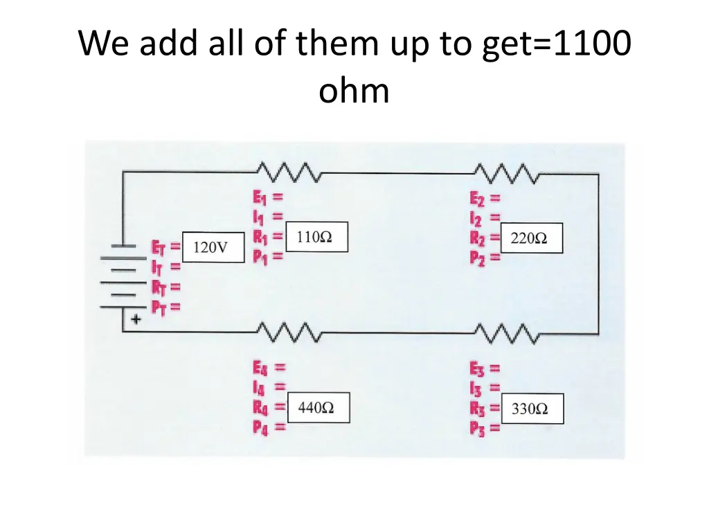 we add all of them up to get 1100 ohm