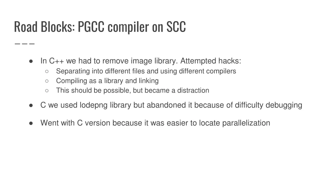 road blocks pgcc compiler on scc 1