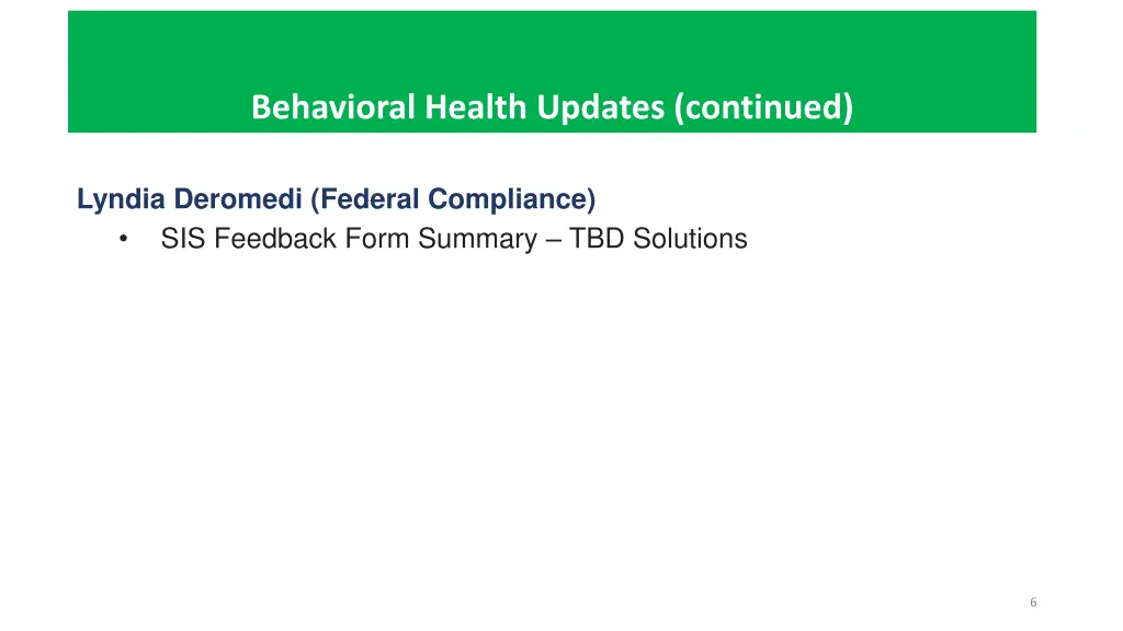 behavioral health updates continued 1