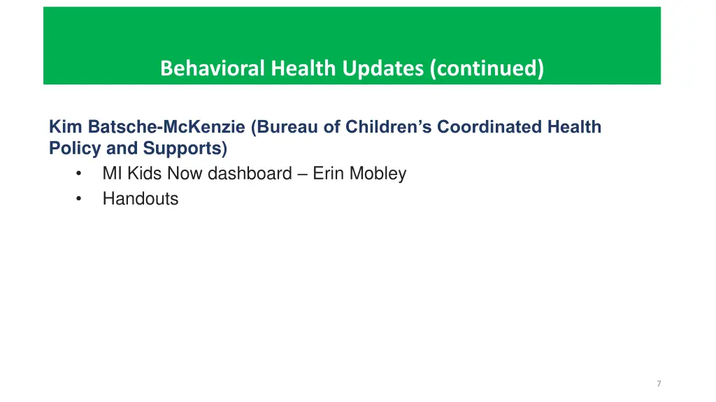 behavioral health updates continued 2