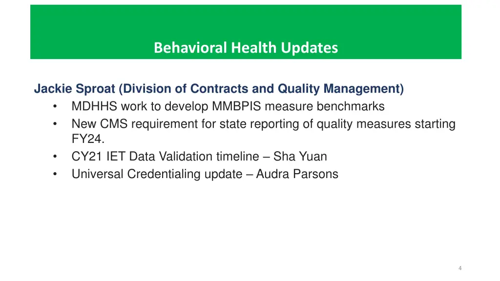 behavioral health updates