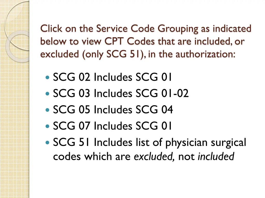 click on the service code grouping as indicated