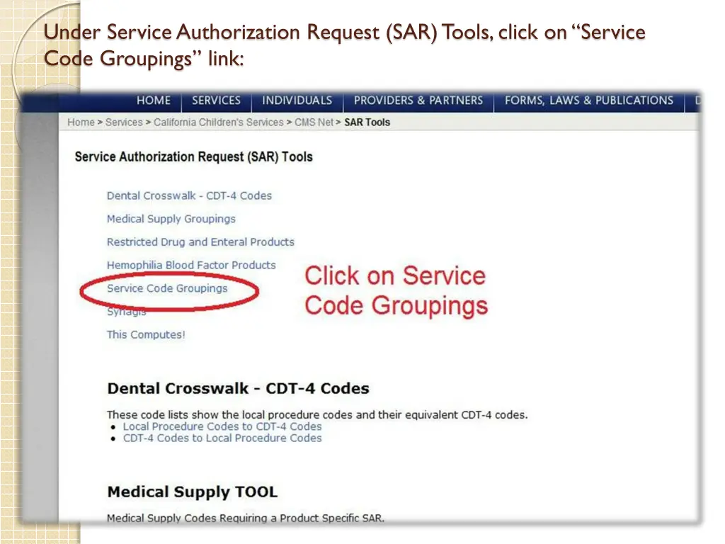 under service authorization request sar tools