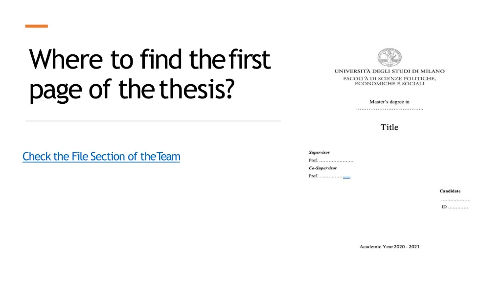 where to find thefirst page of thethesis