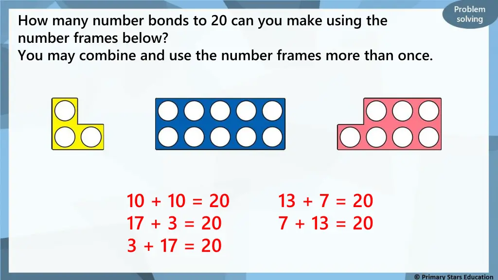 how many number bonds to 20 can you make using