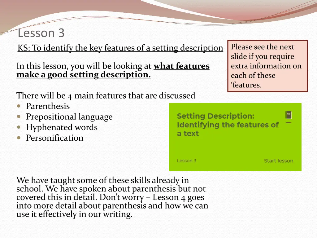 lesson 3 ks to identify the key features