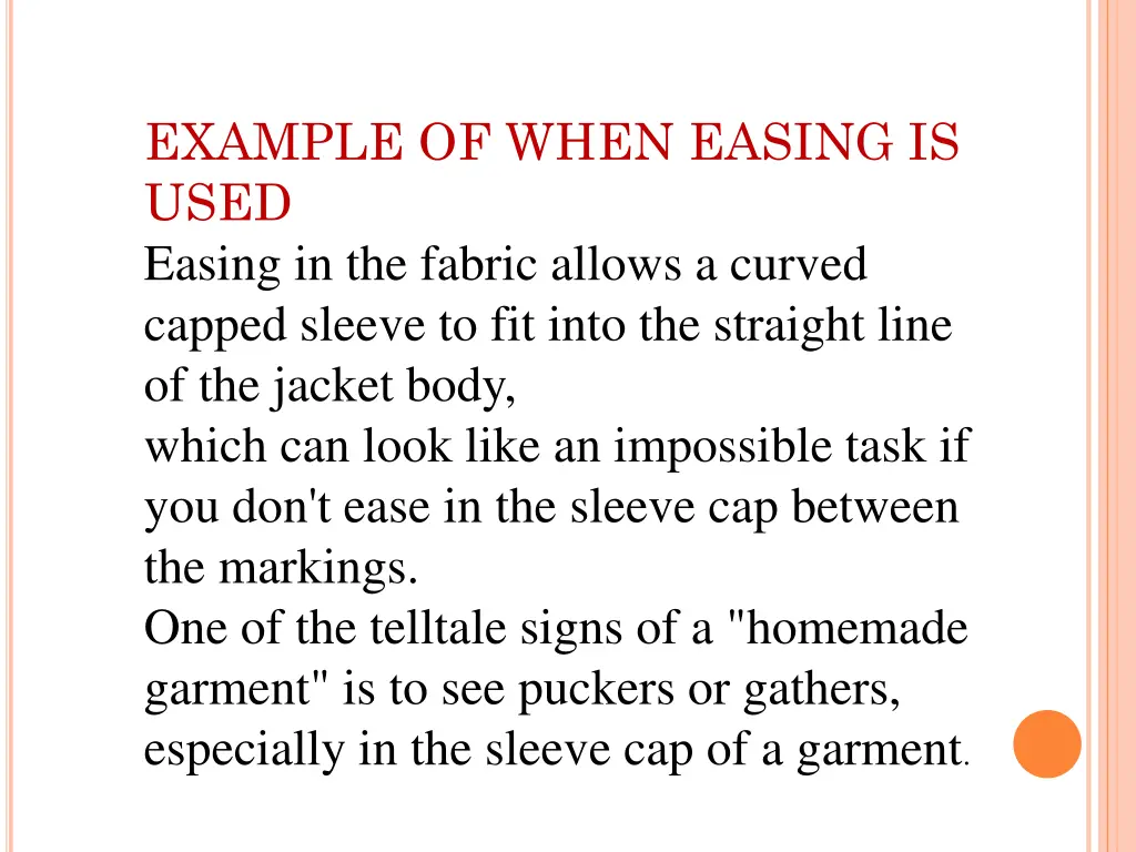 example of when easing is used easing