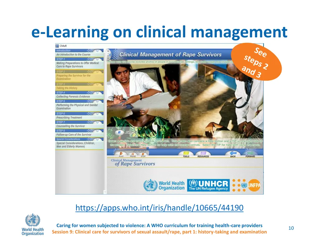 e learning on clinical management of rape history