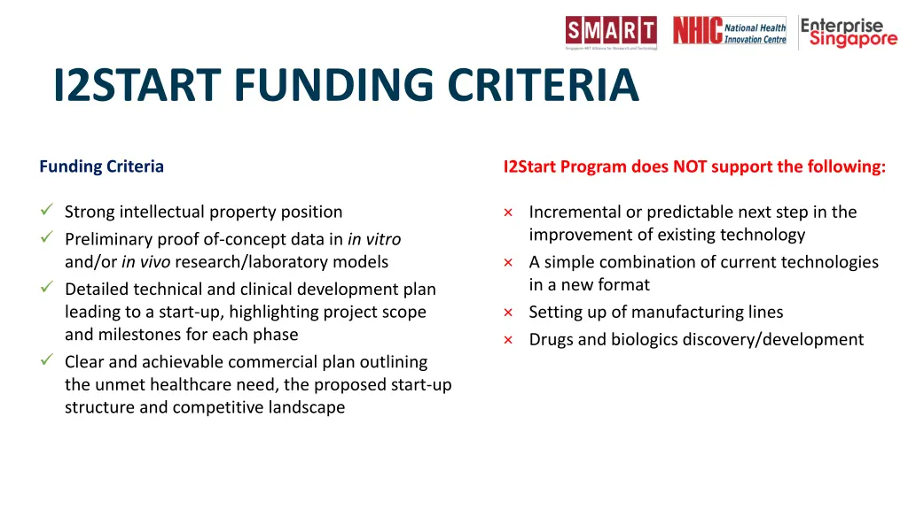 i2start funding criteria